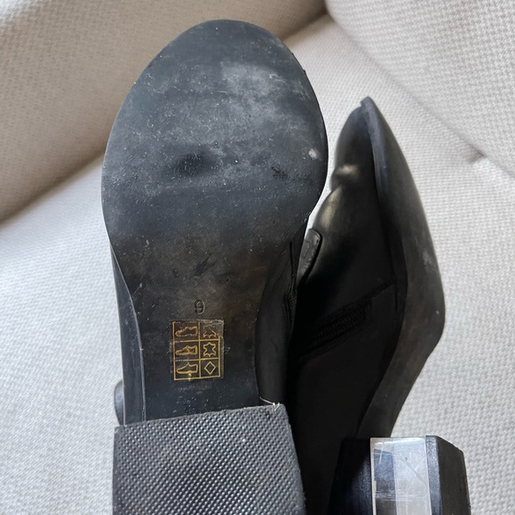 Jeffrey Campbell Black Genuine Leather Ankle Boot with Clear Heel - Picture 7 of 11